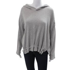 Skin Womens Pullover Hoodie Gray Drawstring Long Sleeve Size 1
